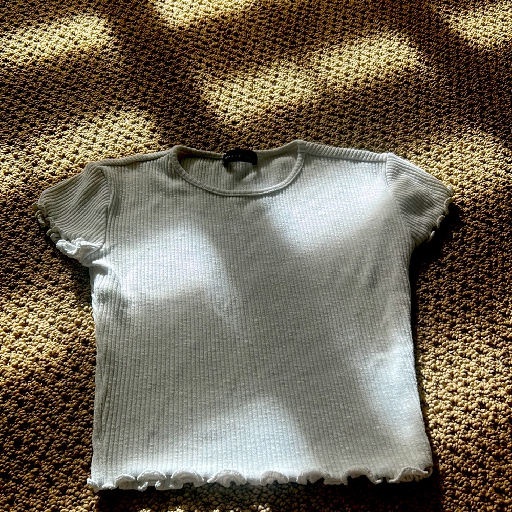 White ruffle crop top